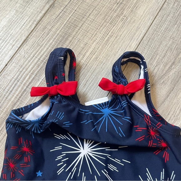 Hanna Andersson Firework Swimsuit - 18-24M - Patriotic One-Piece w/ Bows Beachy - Picture 4 of 10
